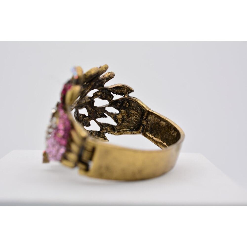Statement Peacock Bangle Bracelet Rhinestone Crys… - image 8